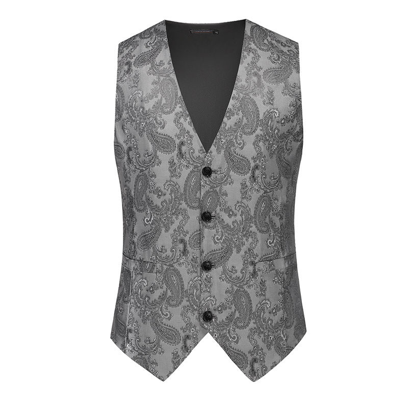 Herren nan feine Jacquard-Anzugweste mit V-Ausschnitt, Zierknöpfen und schmaler Silhouette Echo Archiv