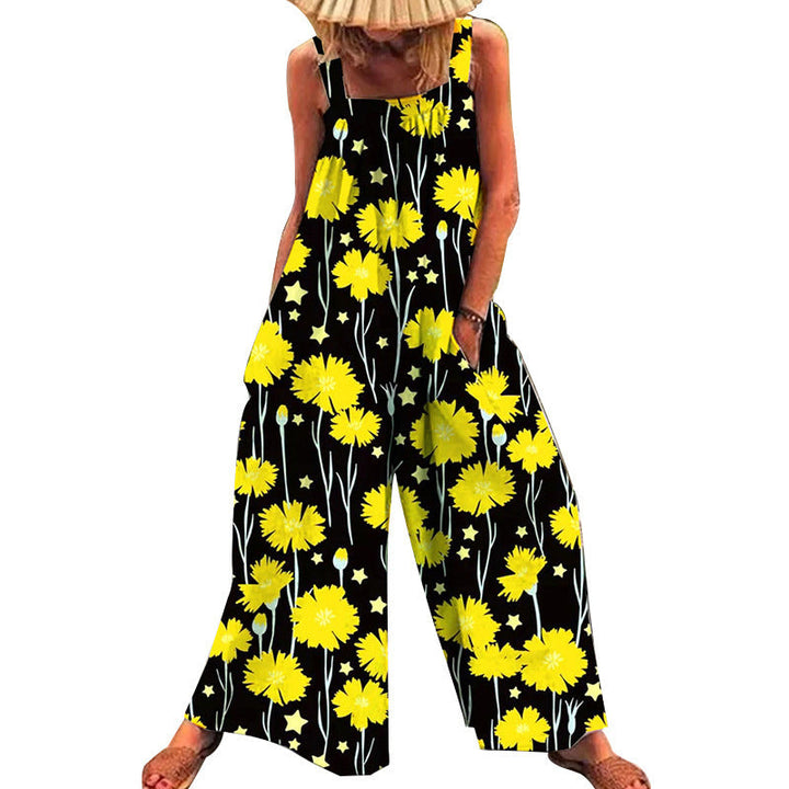 Damen lässiger Jumpsuit mit floralem Muster und weitem Schnitt Echoarchiv