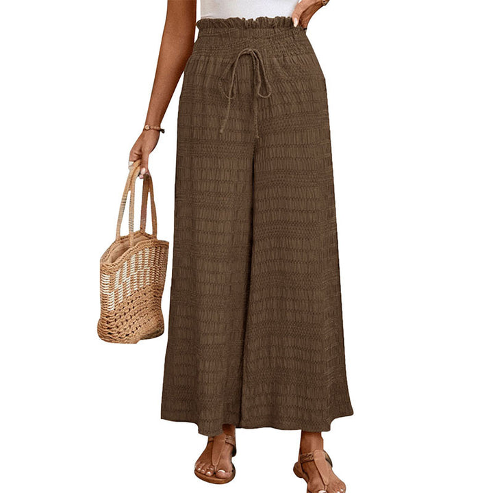 Damen weite taillenhohe Sommerhose mit Smok‑Bund und Kordelzug – Avélisse