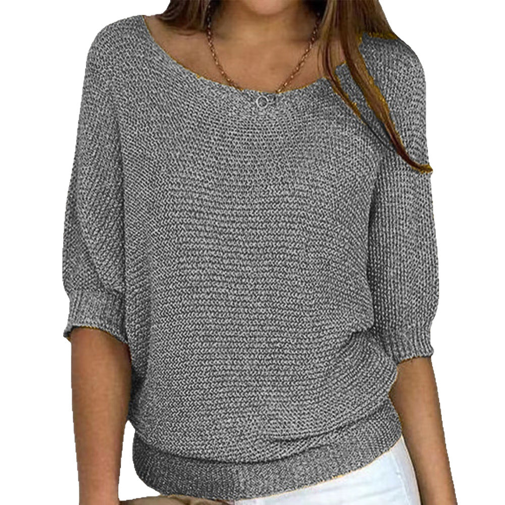 Damen nan legerer kastiger Feinstrickpullover mit weitem Ausschnitt Echo Archiv