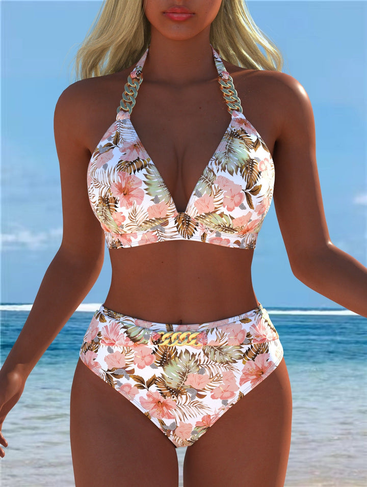 Damen Bikini mit luxuriösem Marmormuster und edlen Details Echoarchiv