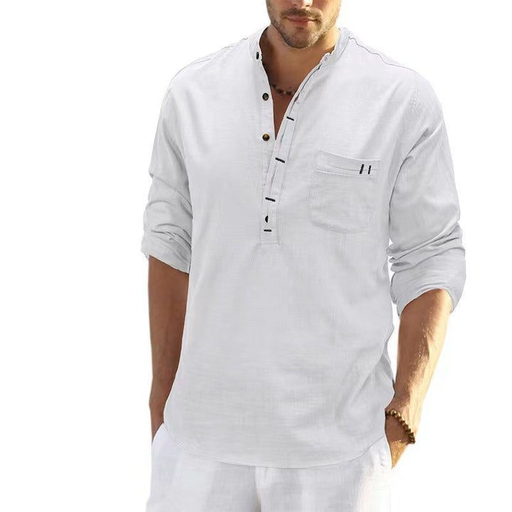 Herren Leichtes Langarmshirt mit Knopfleiste Echoarchiv