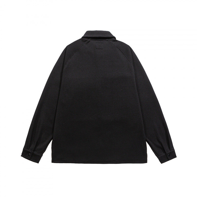 Herren Waffelstrick-Halbzip-Pullover mit Polokragen Echo Archiv
