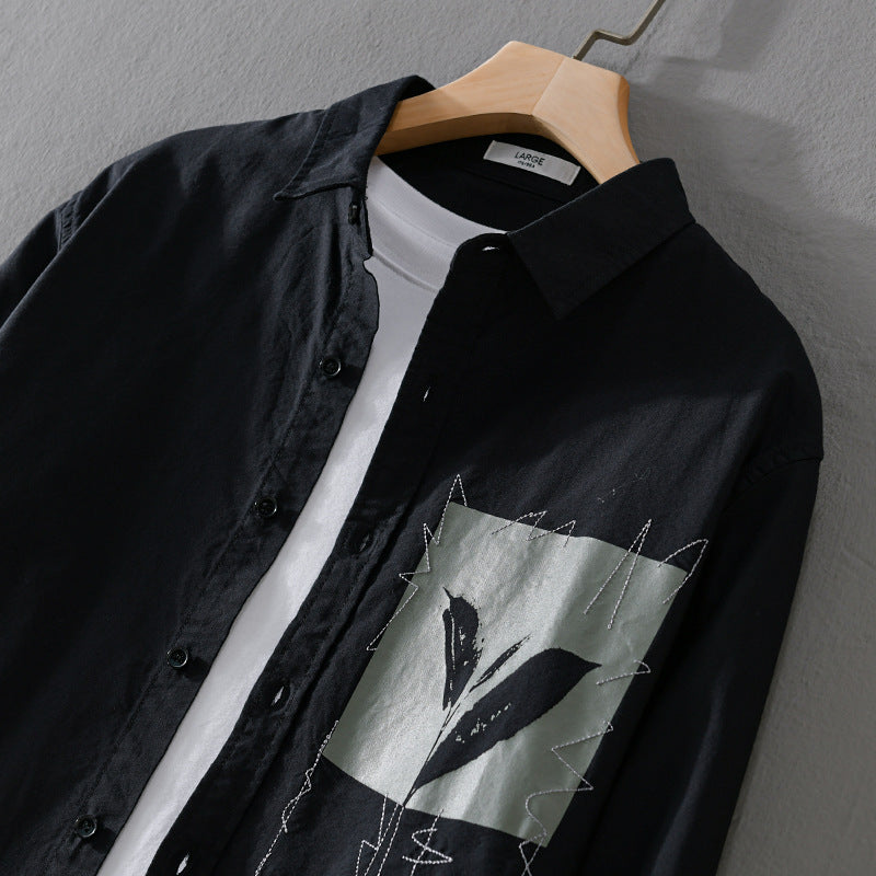 Herren Overshirt-Hemd mit Print-Patch und integriertem T-Shirt Echoarchiv