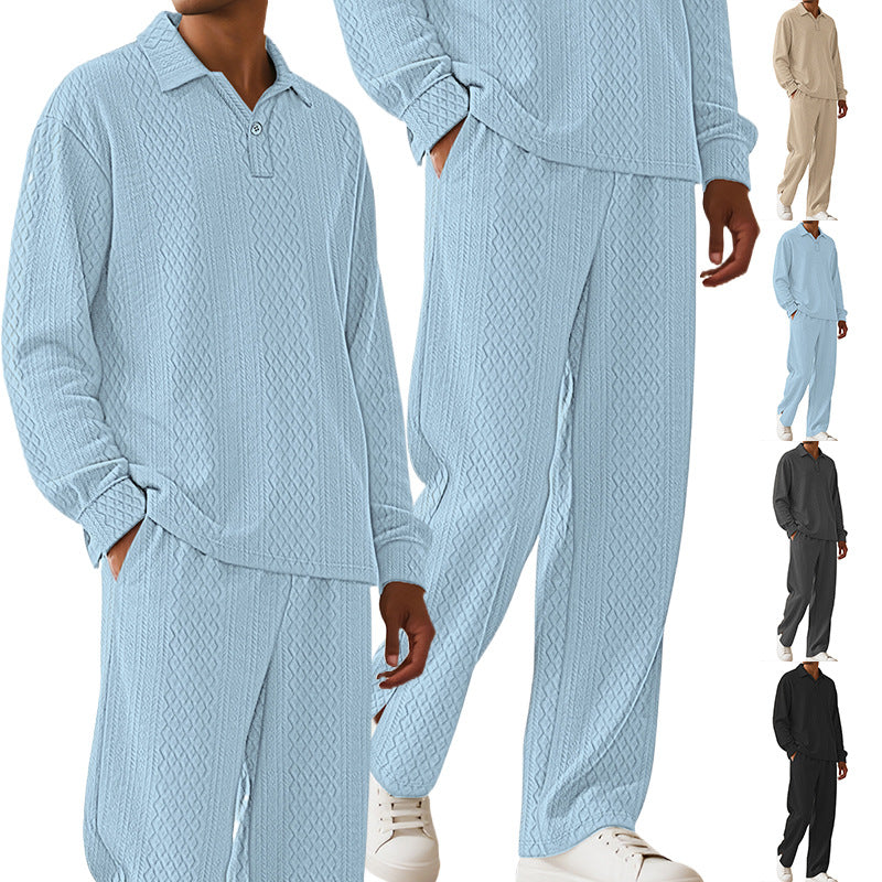 Herren lässiger Strickanzug mit strukturiertem Design und Knopfleiste Echoarchiv
