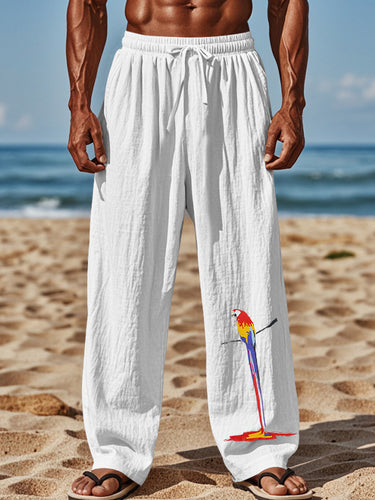 Herren luftige Strandhose mit buntem Papageien-Design Echoarchiv