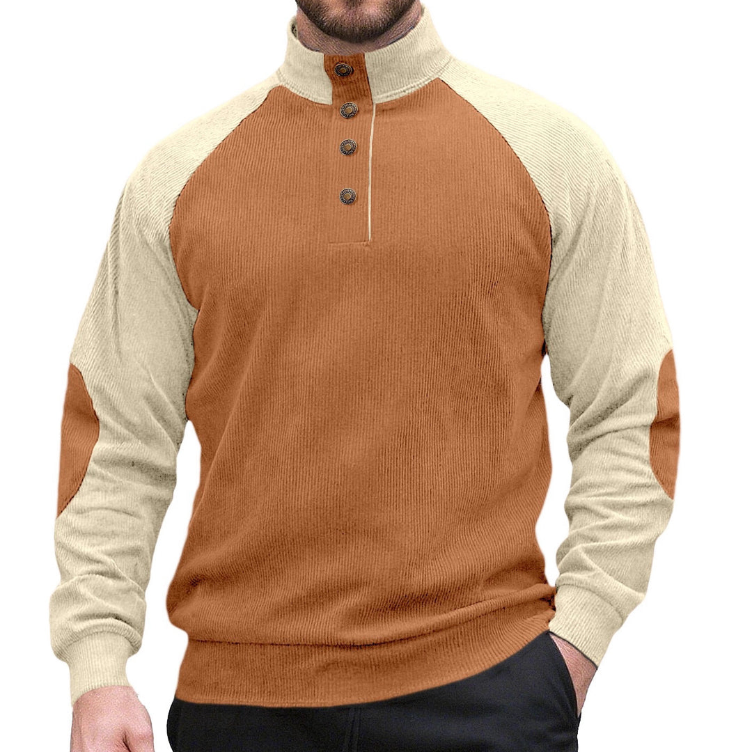Herren Strickpullover mit modernem Knopfleisten-Design und Raglanärmeln Echoarchiv
