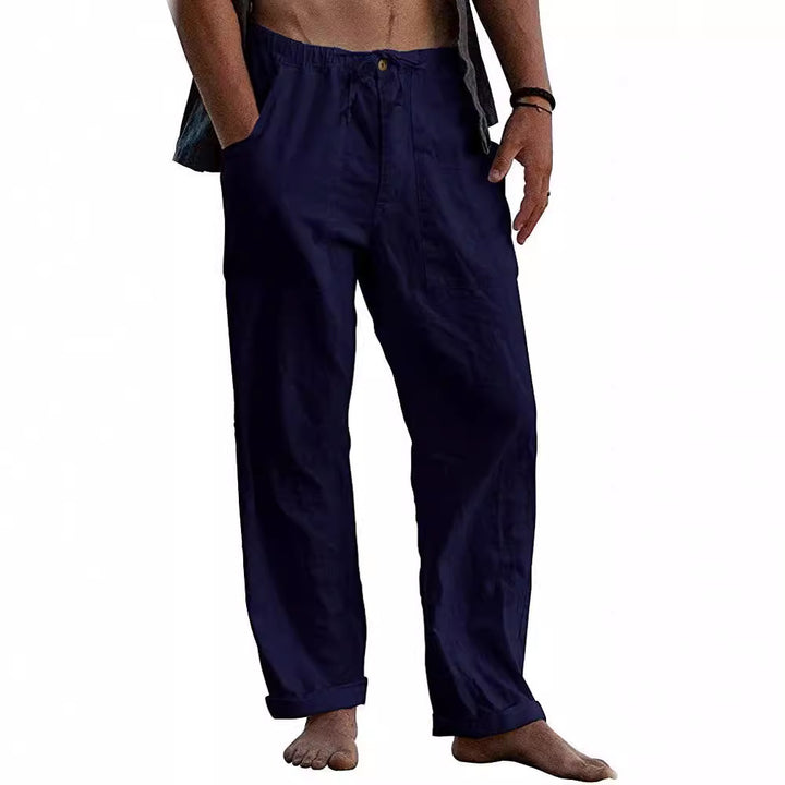 Herren nan leichte Leinenhose mit elastischem Bund und geradem Schnitt Echo Archiv
