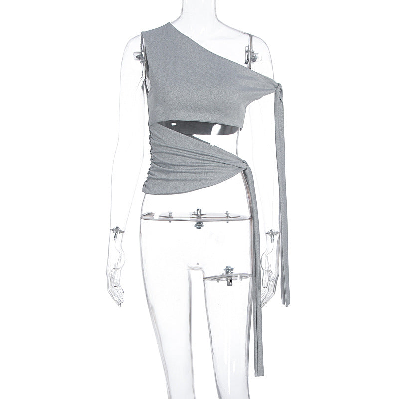 Damen asymmetrisches Wickel-Top mit schmeichelndem Drapierungseffekt Echo Archiv