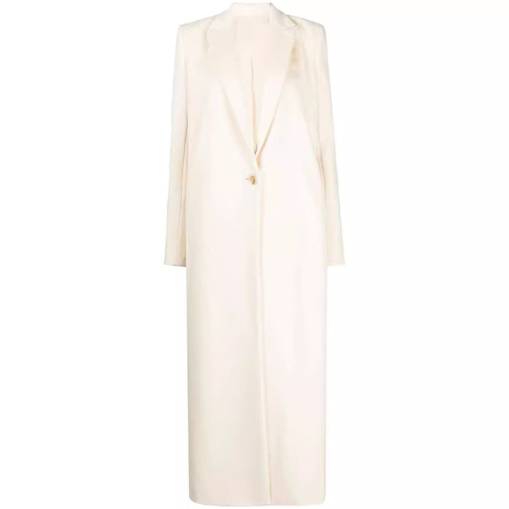 Damen Longline Wollmantel mit Ein-Knopf-Verschluss und tailliertem Revers Echoarchiv