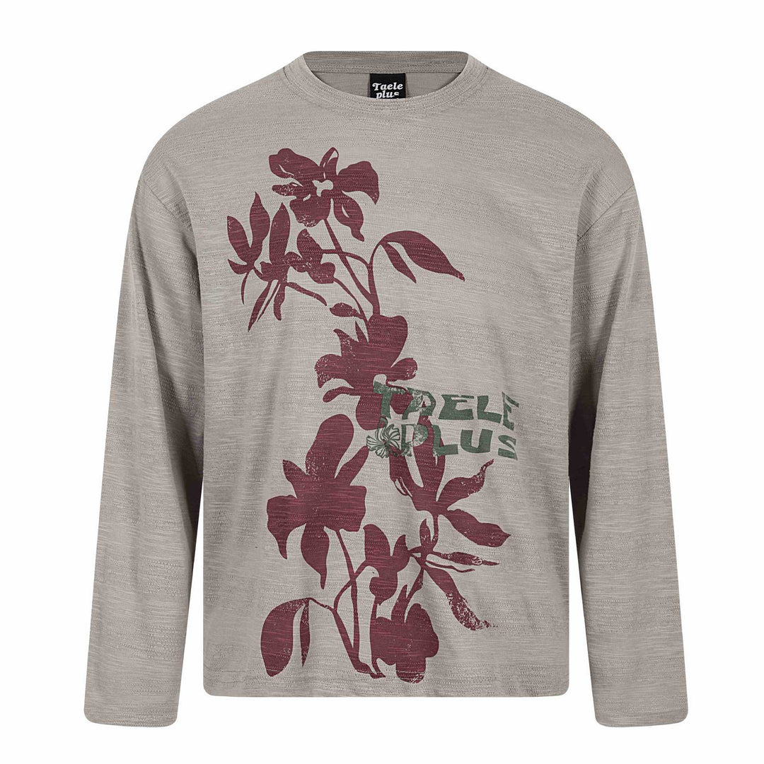 Unisex Oversize-Langarmshirt aus Slub‑Jersey mit floralem Print Echoarchiv