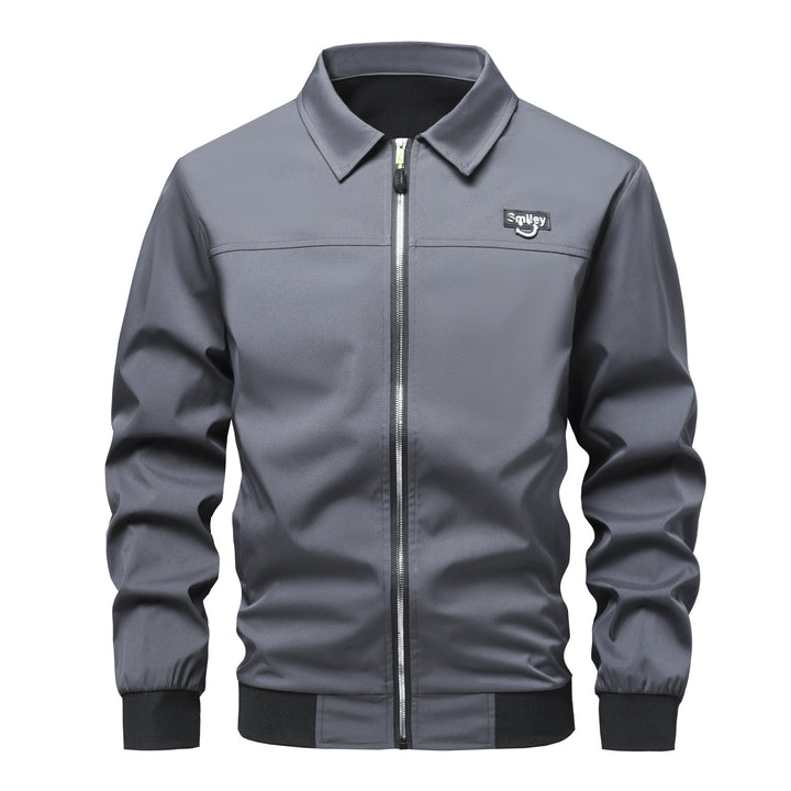 Herren Collar-Zip-Blouson aus Softshell mit gerippten Bündchen & Smiley-Patch Echo Archiv