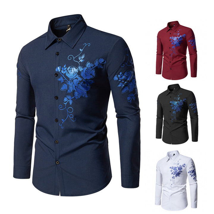 Herren Langarmhemd mit floralem Design Echoarchiv