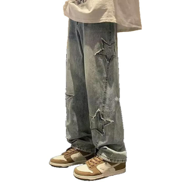 Herren lässige Jeans mit Sterne-Stickerei Echoarchiv