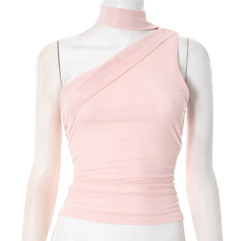 Damen Asymmetrisches Crop-Top mit dekorativem Choker Echo Archiv
