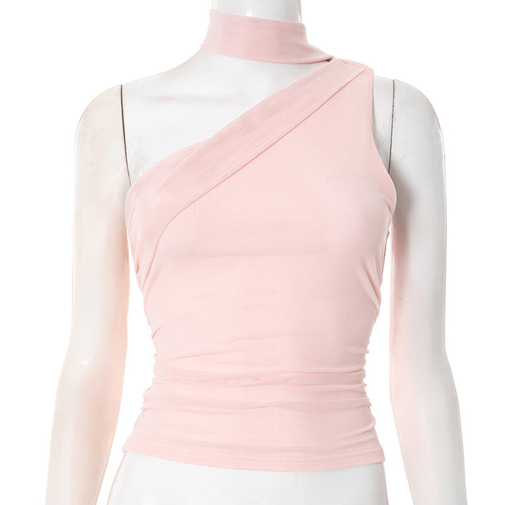 Damen Asymmetrisches Crop-Top mit dekorativem Choker Echo Archiv
