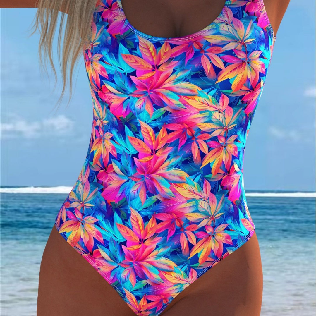 Damen Einteiliger Badeanzug mit lebhaftem Blumenmuster und komfortablem Schnitt Echo Archiv