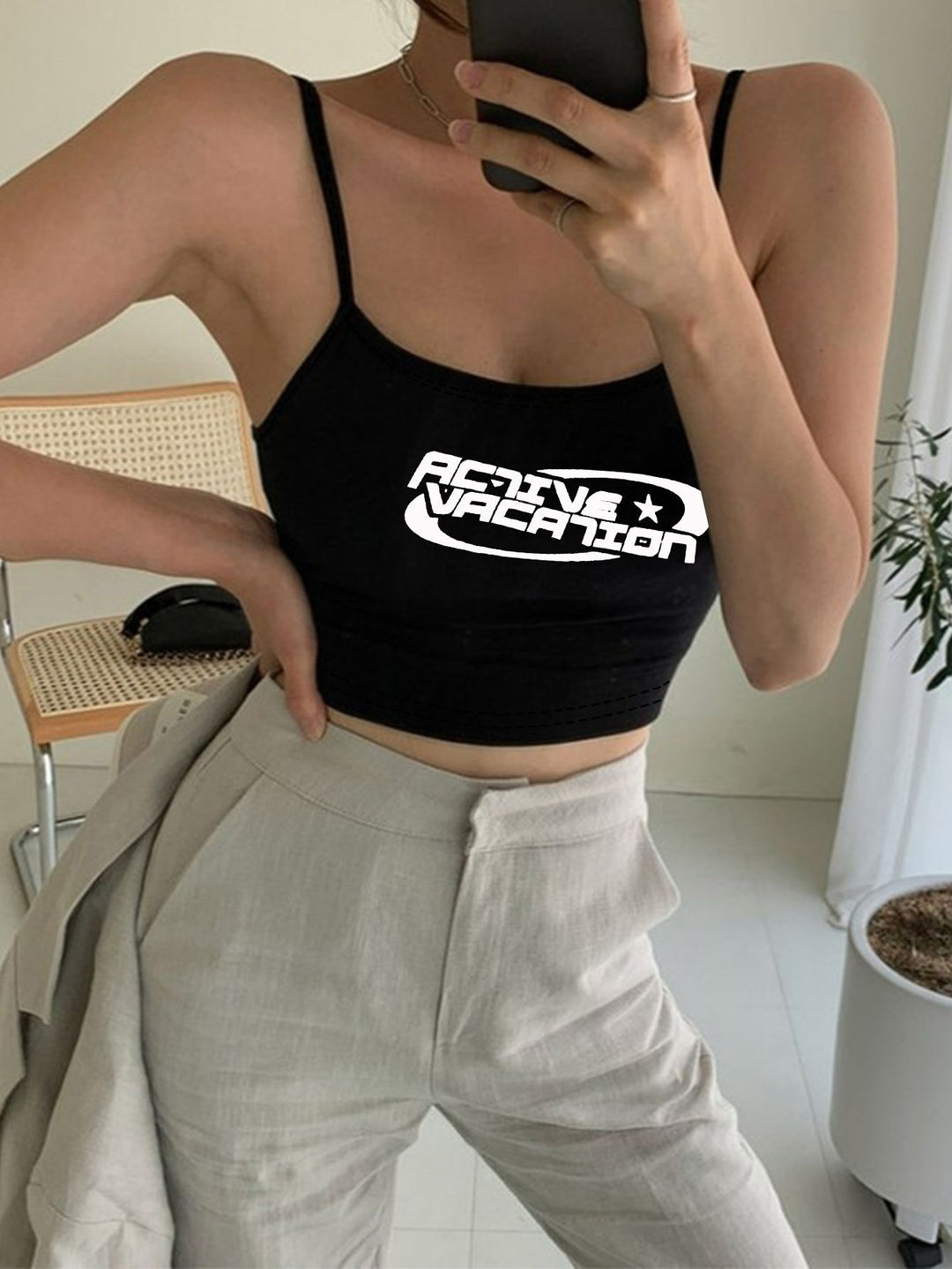 Damen Crop-Top mit trendigem Schriftzug Echo Archiv