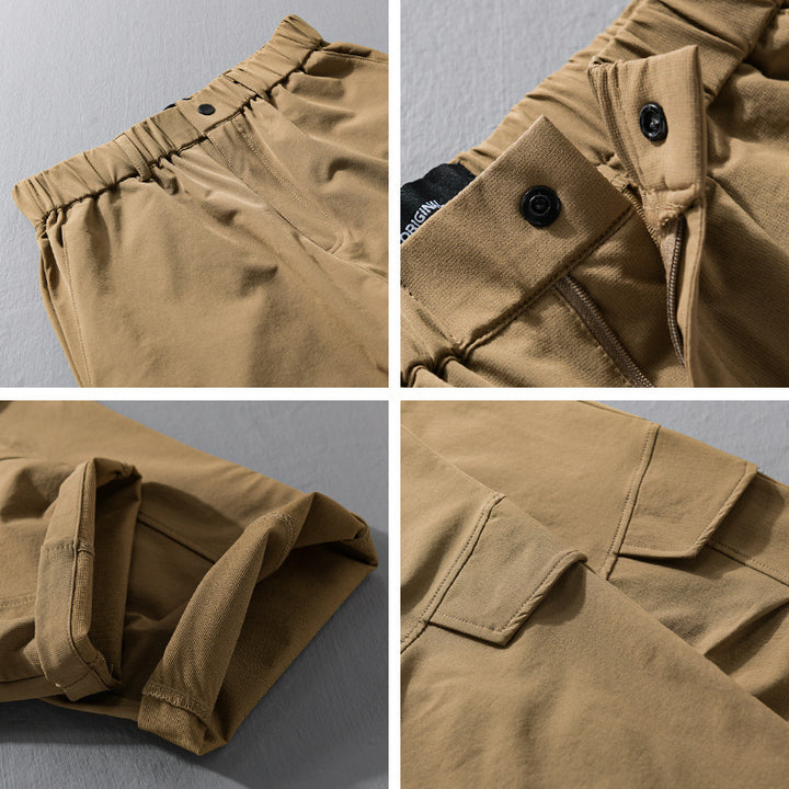 Herren Utility-Cargo-Hose mit elastischem Bund, Knieabnähern und Klappentaschen Echoarchiv