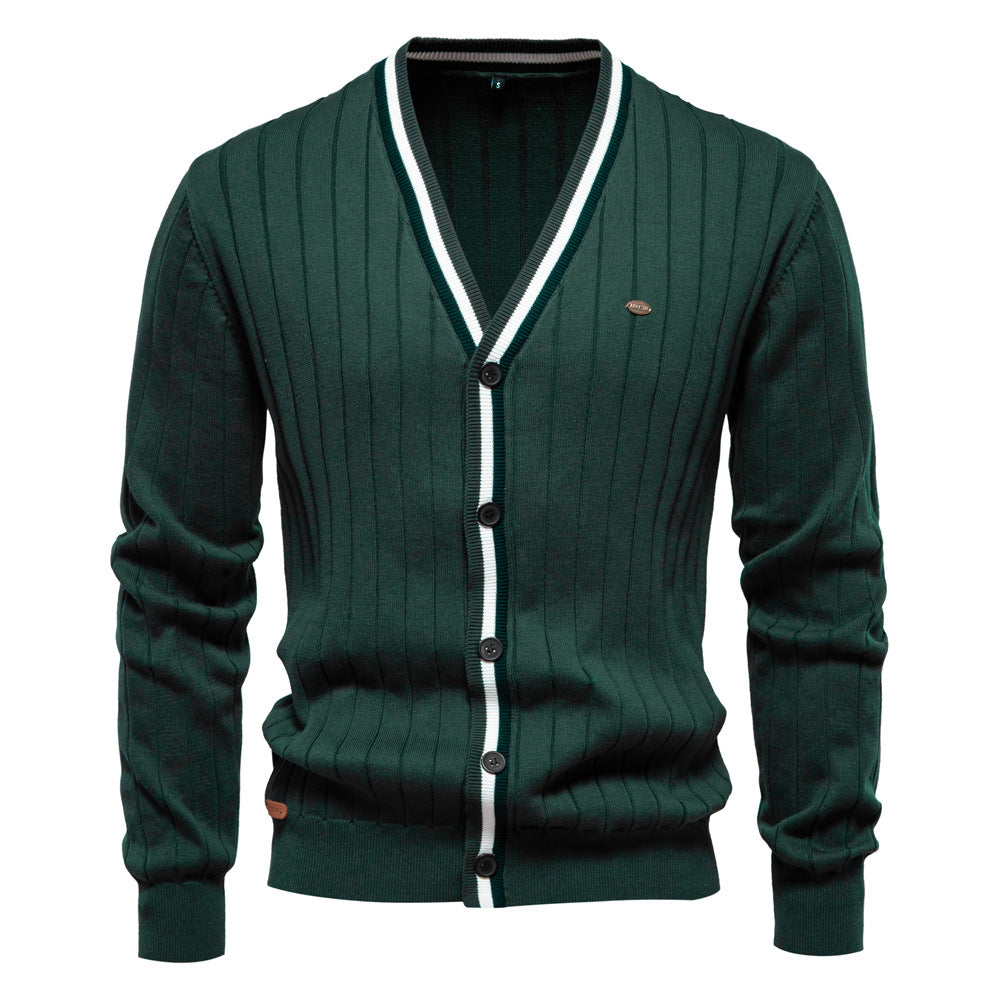 Herren Strickjacke mit elegantem V-Ausschnitt und feiner Rippstruktur Echoarchiv
