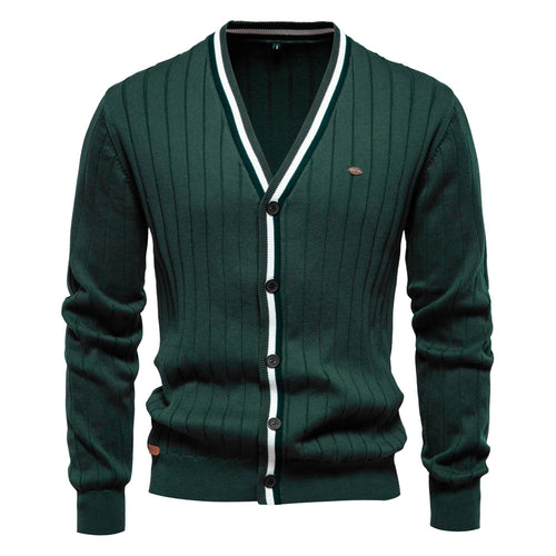 Herren Strickjacke mit elegantem V-Ausschnitt und feiner Rippstruktur Echoarchiv