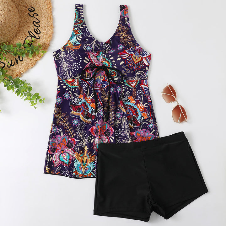 Damen Tankini-Set mit modischem Blumendruck und Rüschen Echo Archiv