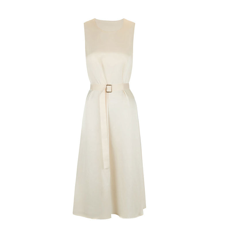 Damen Elegantes Midikleid mit Taillengürtel und fließendem Schnitt Echo Archiv