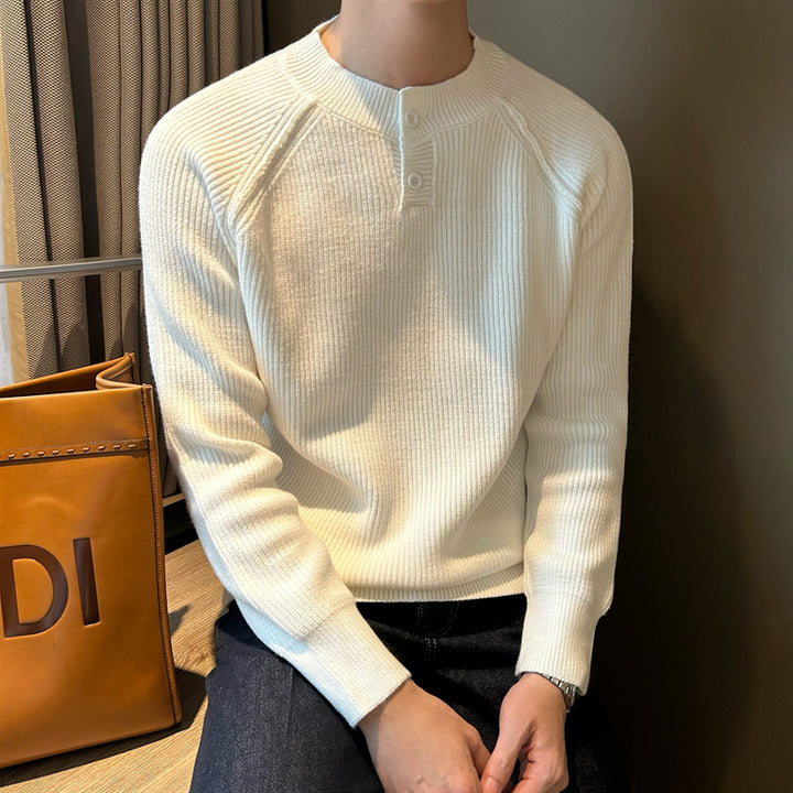 Herren Rippstrick-Pullover mit Knopfleiste Echo Archive