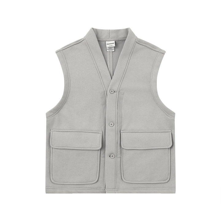 Unisex Utility‑Weste mit V-Ausschnitt, großformatigen Klappentaschen und Knopfleiste Echoarchiv