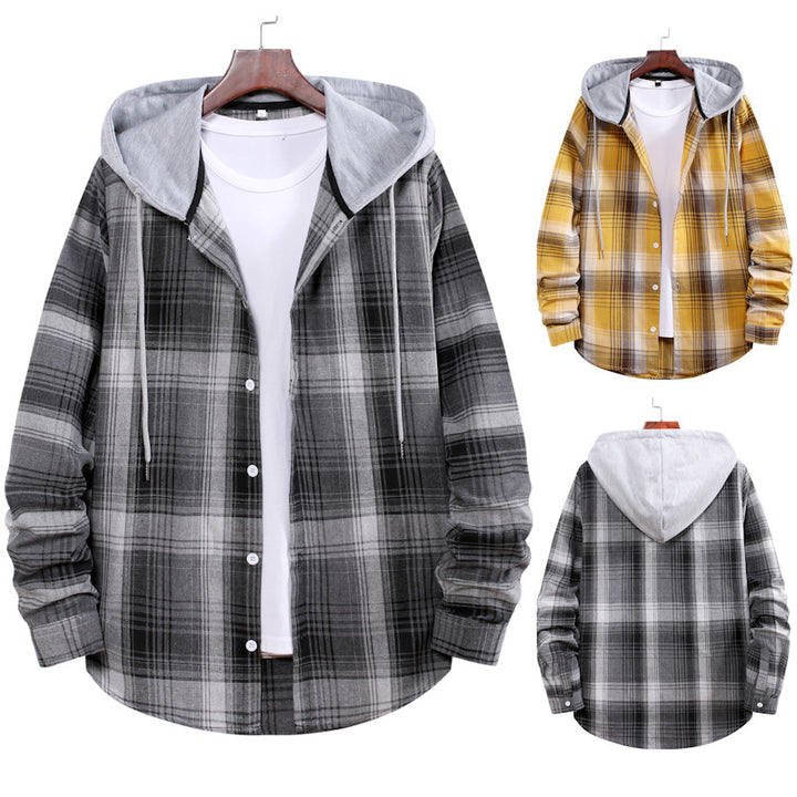 Herren Flanellhemdjacke mit Hood und modernem Karomuster Echoarchiv