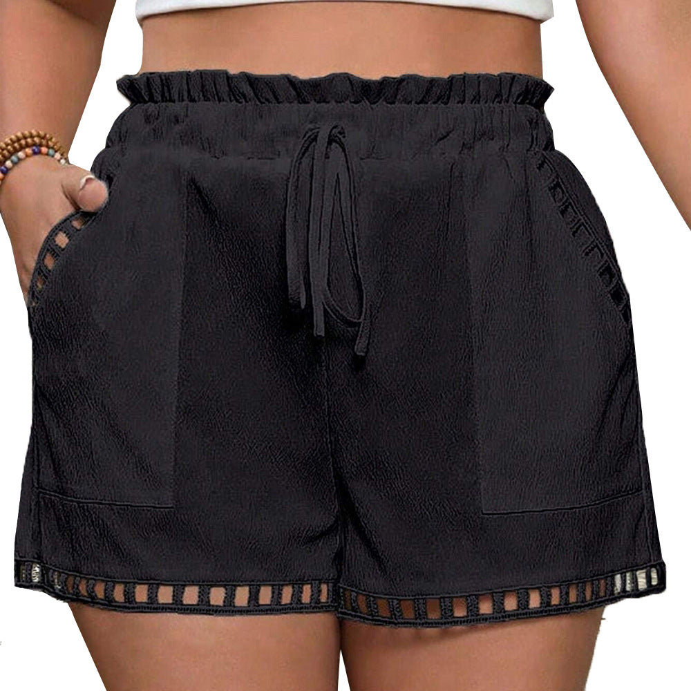 Damen Freizeit Shorts mit elastischem Bund und dekorativem Netzdetails Echo Archiv