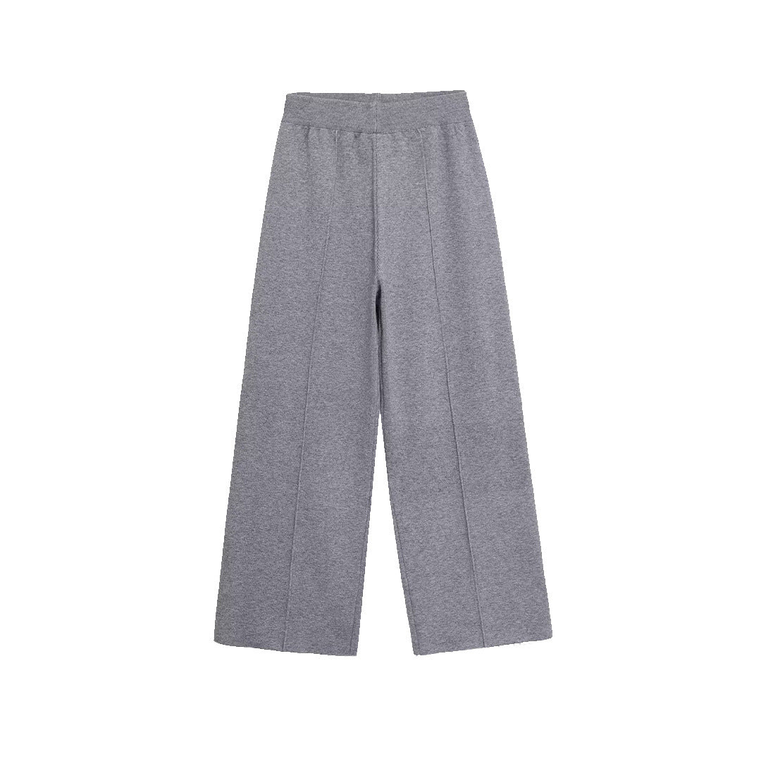 Damen Weite Strickhose mit hoher Taille, elastischem Bund und Teilungsnaht Echoarchiv