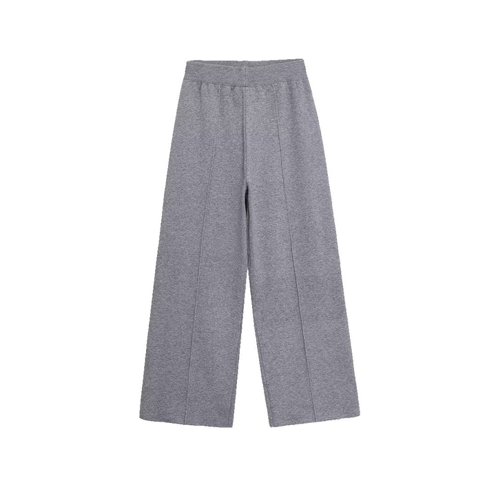 Damen Weite Strickhose mit hoher Taille, elastischem Bund und Teilungsnaht Echoarchiv