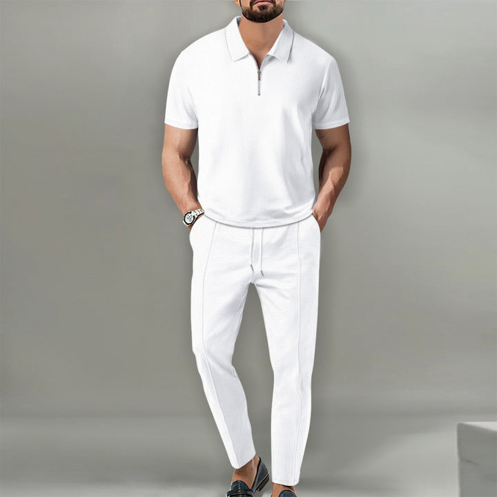 Herren sportliches Zweiteiler Set mit Polo und elastischen Pants Echoarchiv