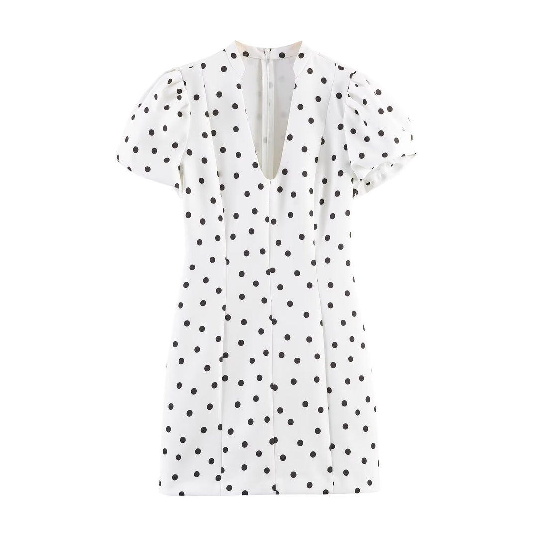 Damen Minikleid mit weitem Puffärmel und elegantem V-Ausschnitt Echo Archiv
