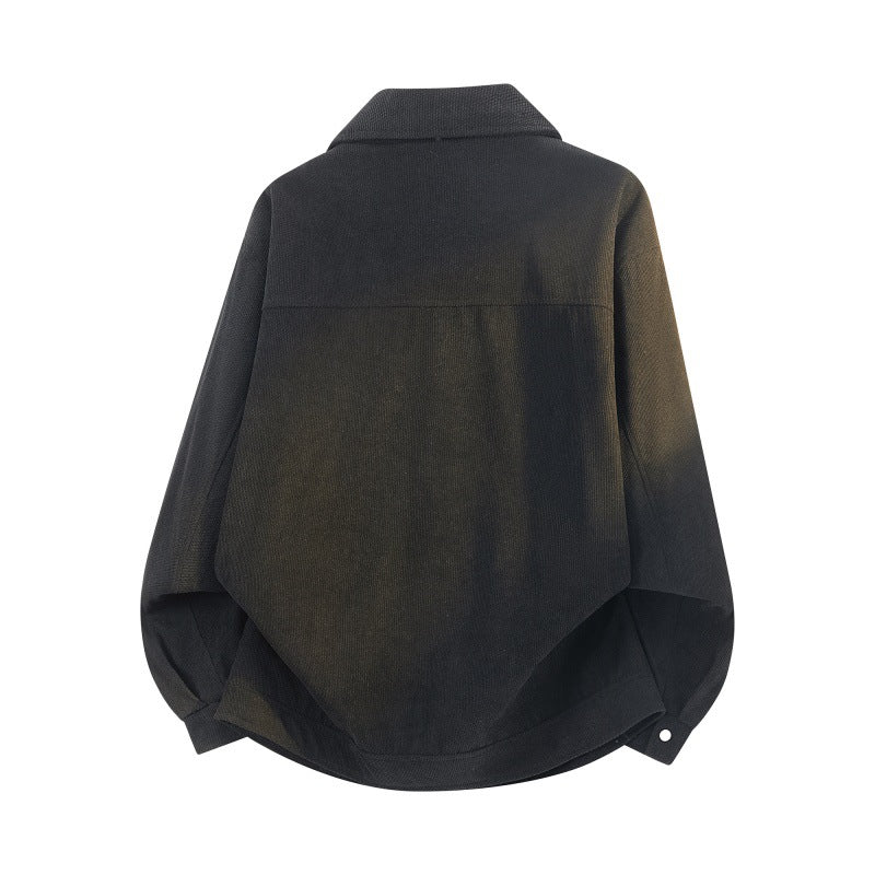 Herren Struktur-Oversized Überhemdjacke mit Wattierung und Druckknöpfen Echoarchiv