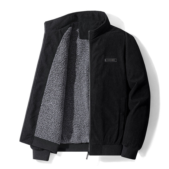 Herren nan gefütterte Cord-Blousonjacke mit Teddyfleece-Innenfutter, Stehkragen und elastischen Bündchen Echo Archiv