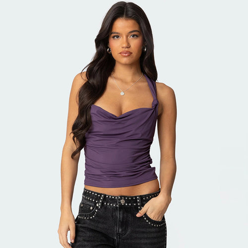 Damen modisches Top mit Knoten-Detail und Raffungen Echo Archiv