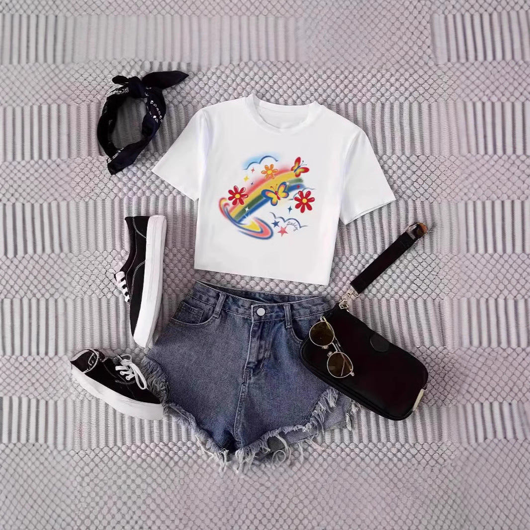 Damen Crop-T-Shirt im urbanen Grafikdesign Echo Archiv