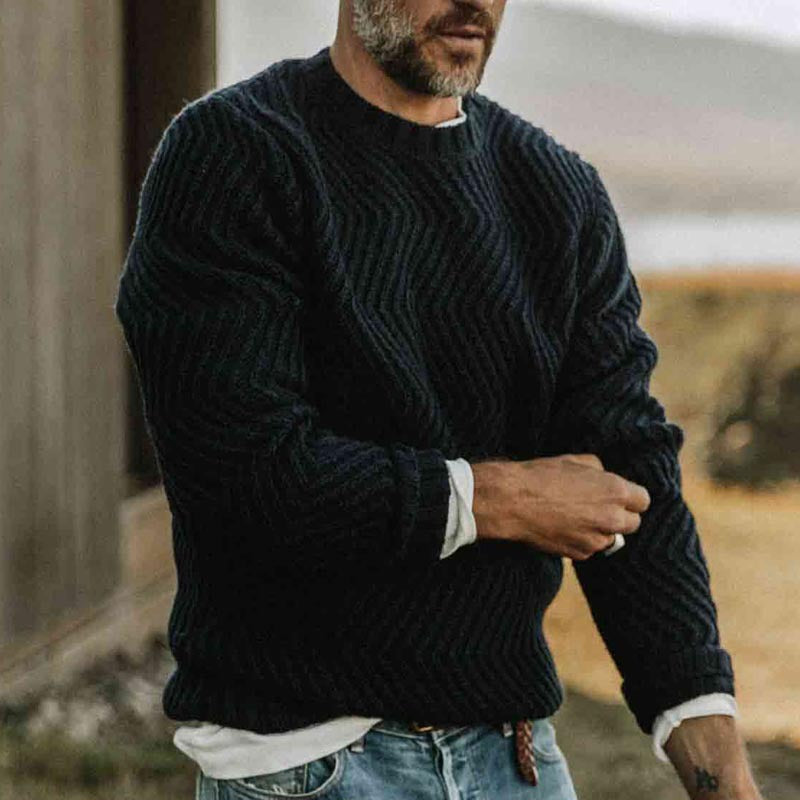 Herren strukturiertes Strickpullover mit feinem Wellenmuster Echoarchiv