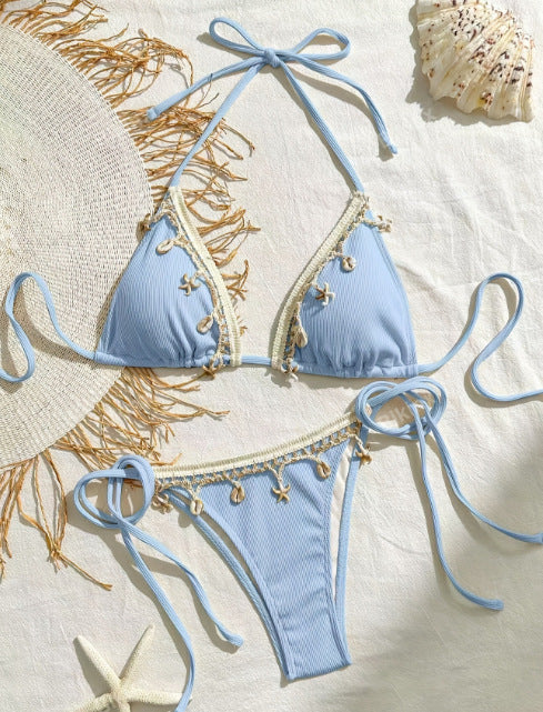 Damen Triangel-Bikini-Set mit verspielten Schnürdetails Echo Archiv