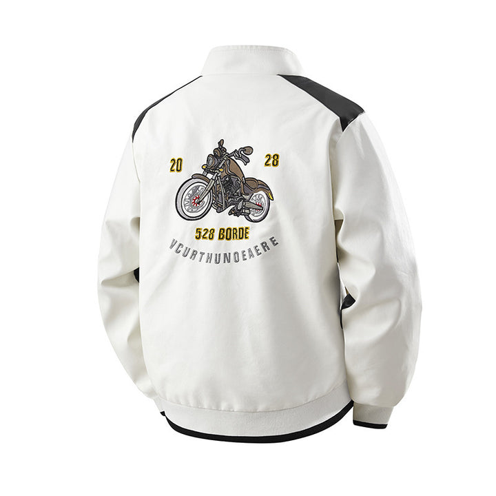Herren Modische Kunstlederjacke mit aufwendiger Stickerei Echo Archiv