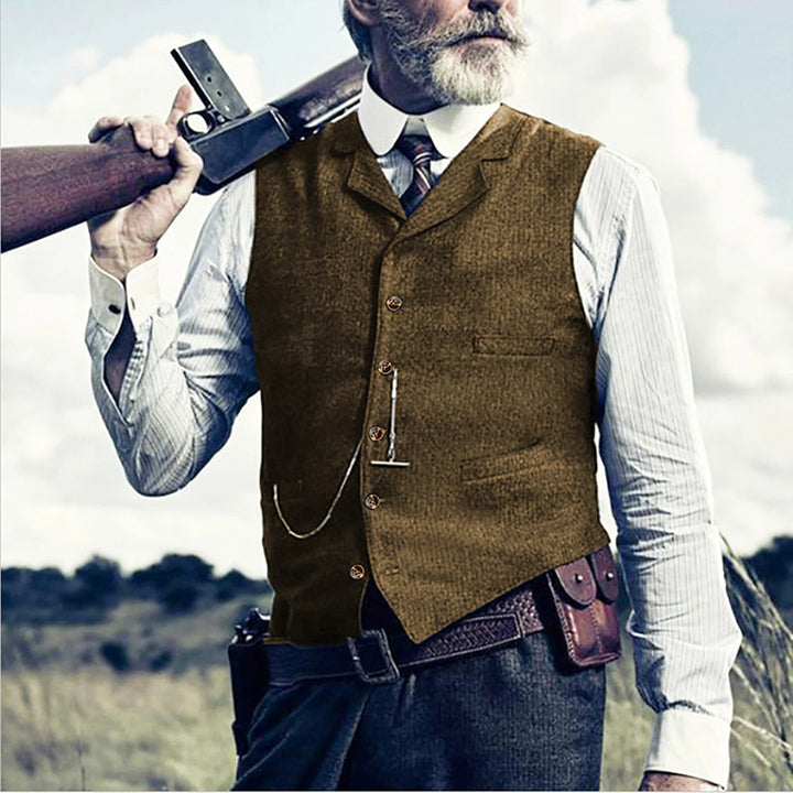 Herren Elegante Weste mit Knopfdetails und seitlichen Taschen Echoarchiv
