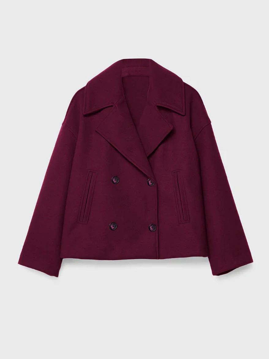 Damen Modische Kurzjacke mit doppelter Knopfleiste – Célinea