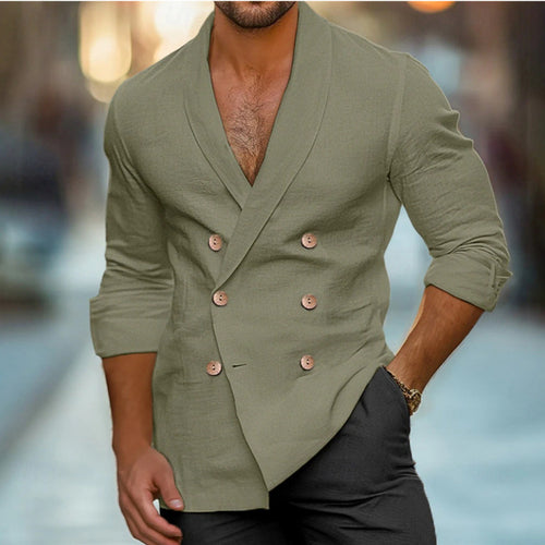 Herren eleganter Leinenblazer im doppelten Knotendesign Echoarchiv