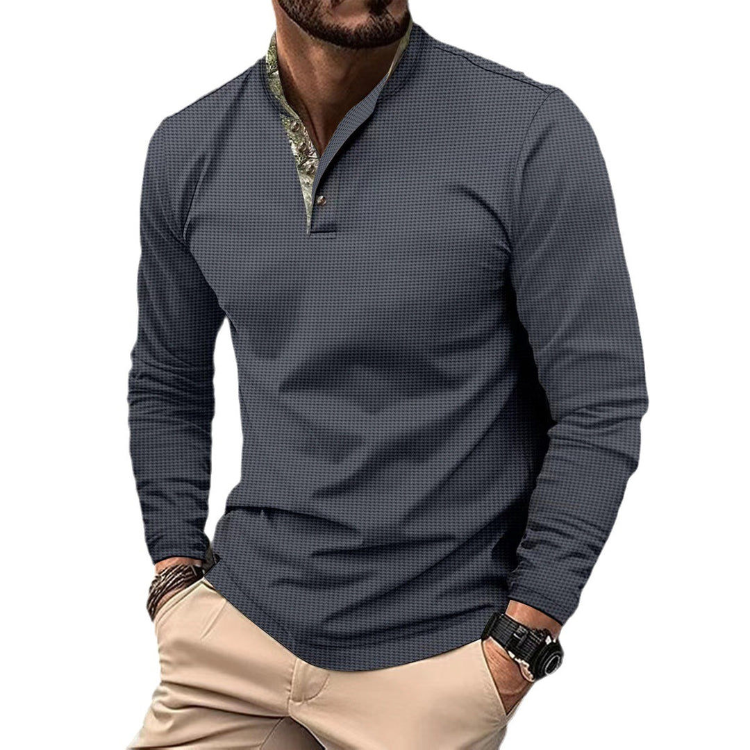 Herren Langarm-Shirt mit modernem Kragen und strukturiertem Design Echoarchiv