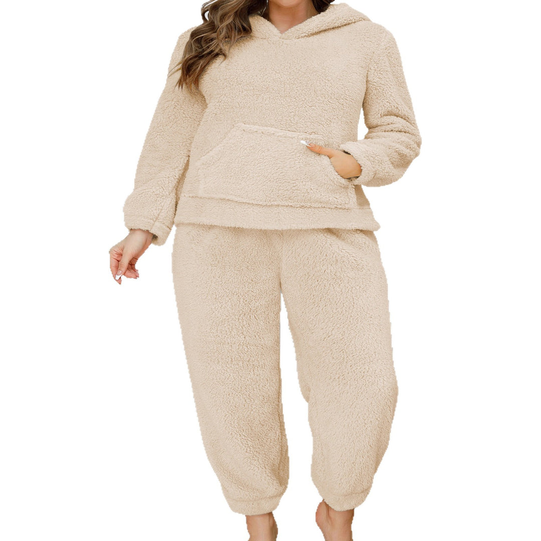Damen Kuscheliges Teddy-Fleece Lounge-Set mit Kapuzenpullover und Jogginghose echoarchiv-