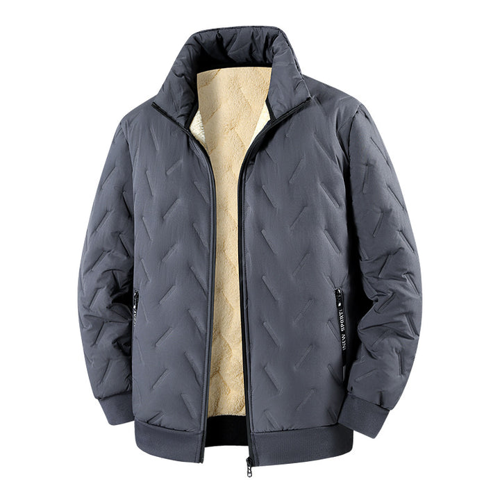 Herren Wattierte Jacke mit Teddyfutter, Stehkragen & Reißverschluss Echoarchiv