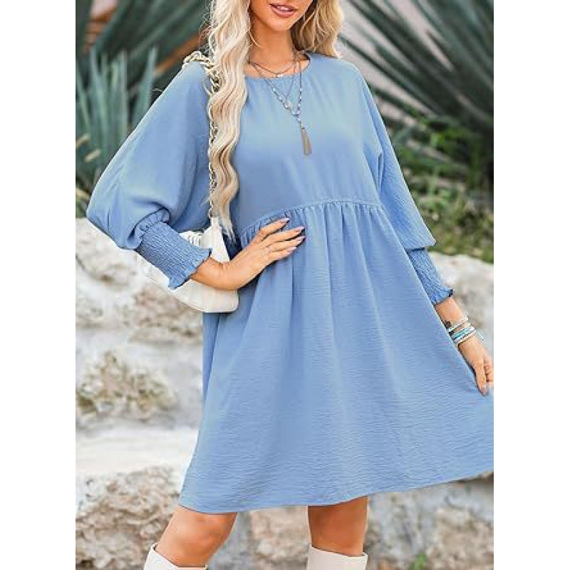 Damen Lockeres Babydoll-Kleid mit Ballonärmeln und geraffter Taille Echo Archiv
