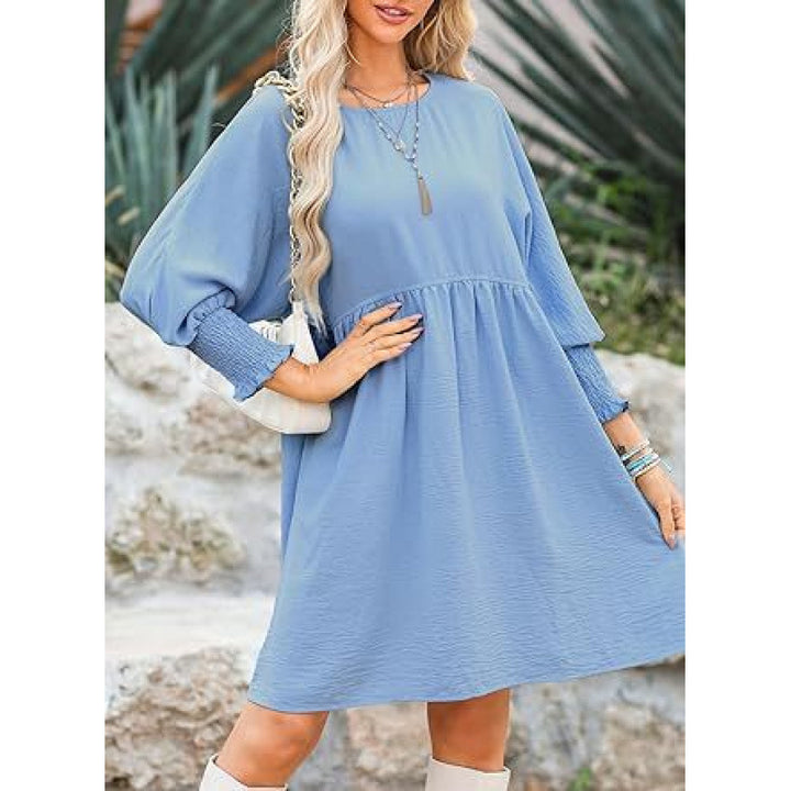 Damen Lockeres Babydoll-Kleid mit Ballonärmeln und geraffter Taille Echo Archiv